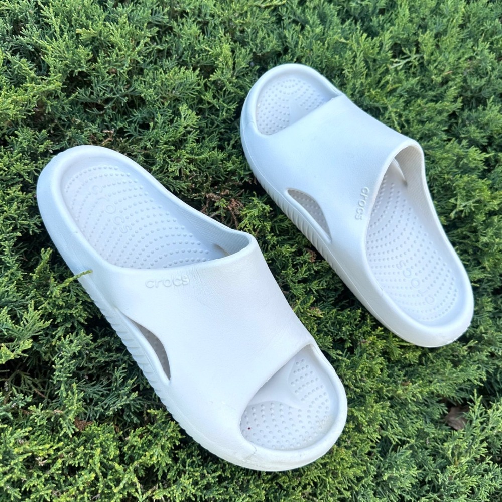 Crocs Mellow Recovery‎ Slides Unisex Size M8 W10 Comfort Sandals Color Bone